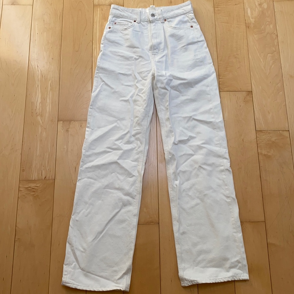 h&m white wide leg jeans
